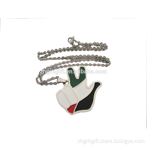Victory Hands With Flag Necklace Pendants, UAE Hands Personalize Necklace